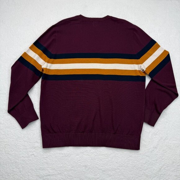 Gap Color Block Crewneck Sweater Cotton Plum Preppy Casual Academia Mens XXL NEW - Picture 6 of 11